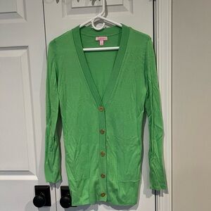 Lilly Pulitzer Green Cardigan Sweater V-Neck Long Sleeves